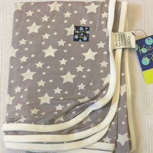 KicKee Pants Swaddle Blanket gray stars NEW